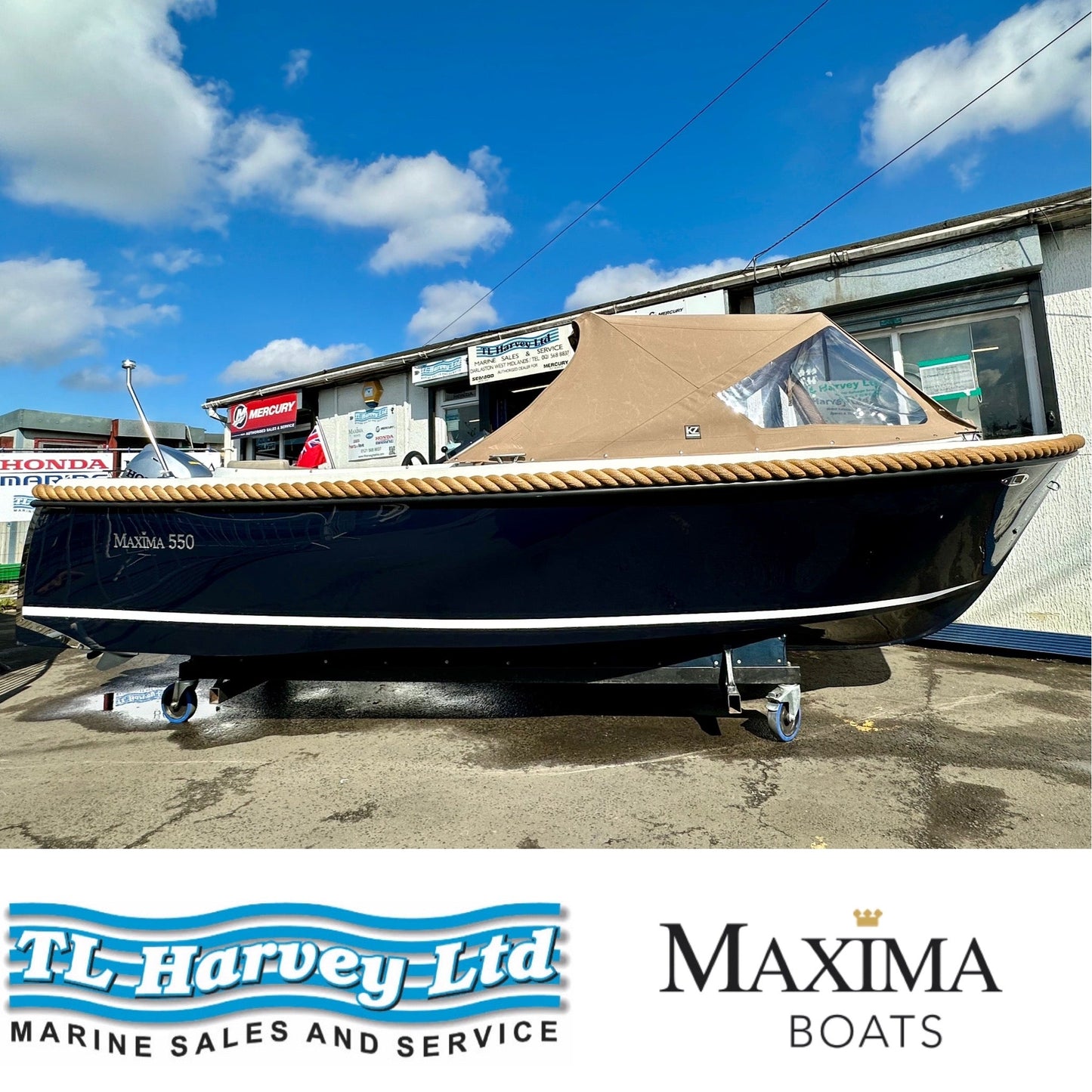 Maxima 550 Boat powered by Honda BF15 15hp In Stock Now