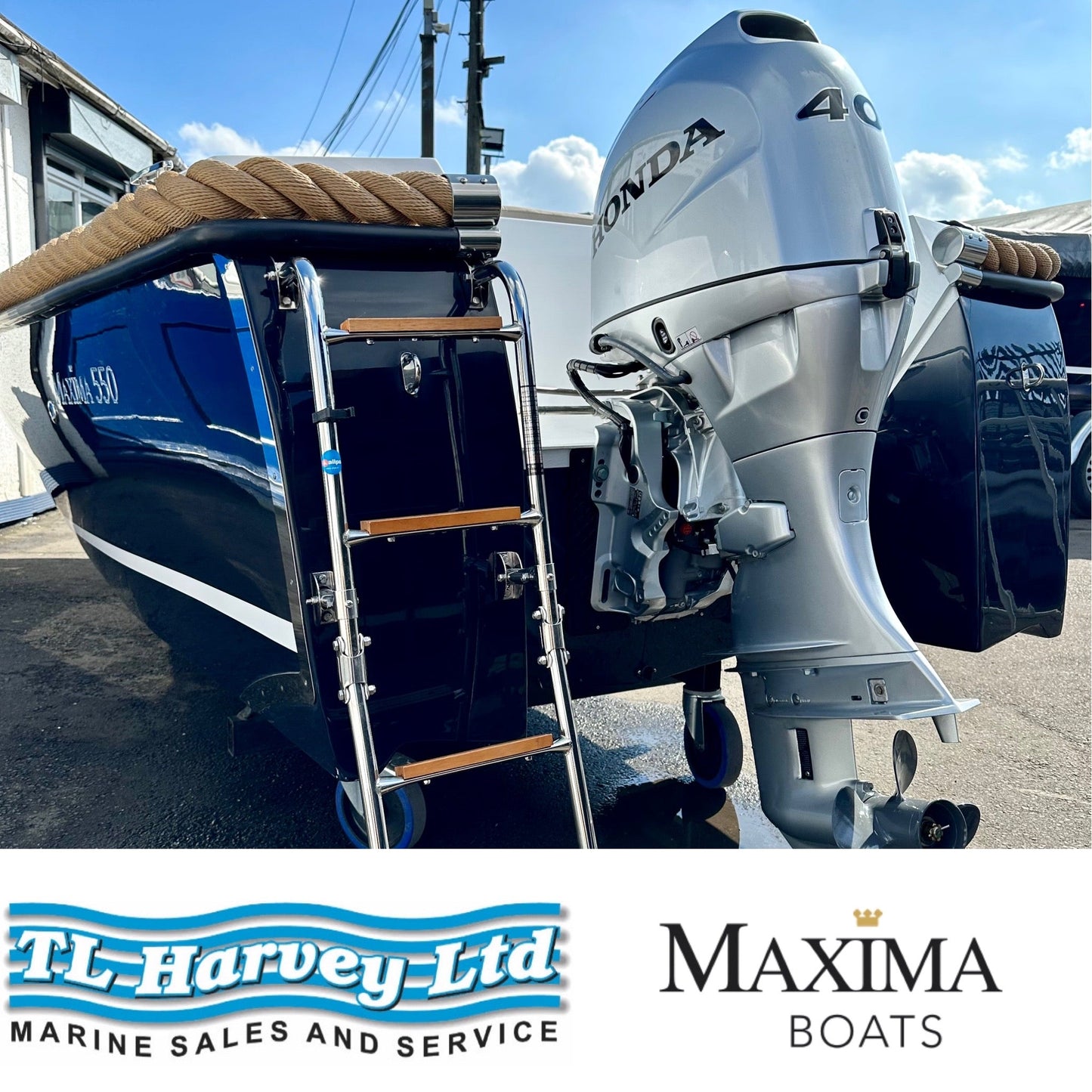 Maxima 550 Boat powered by Honda BF15 15hp In Stock Now