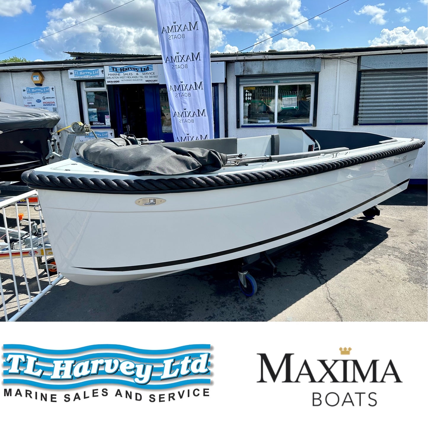 Maxima 490 XL Powered by Honda BF15 LRTU 15hp