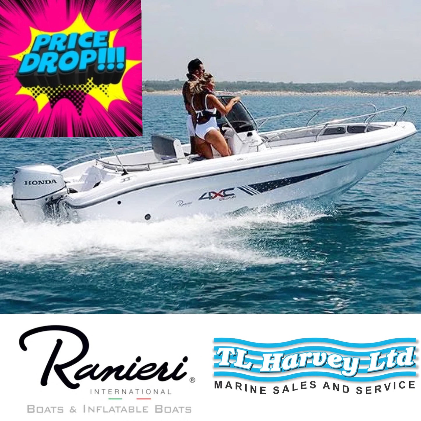 Ranieri 4XC19 H19cc Open Line Sports Boat Powered by a Honda BF80 80hp