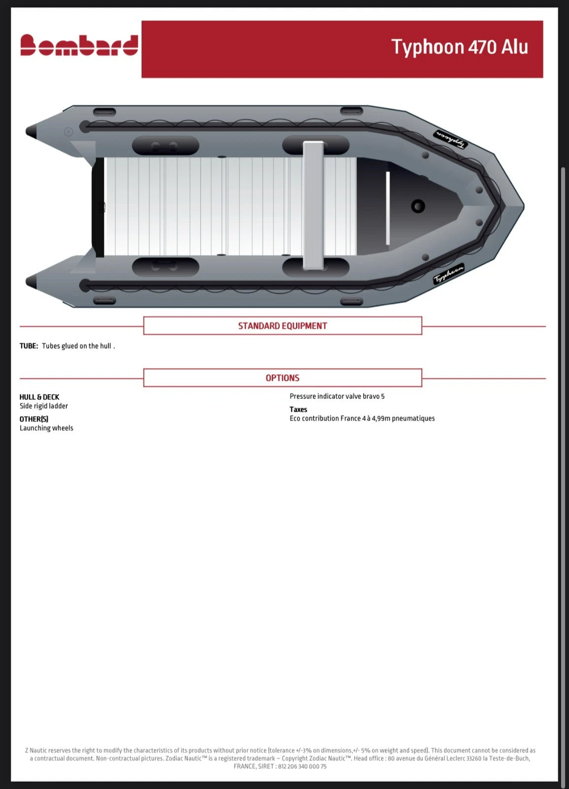Bombard Typhoon 470 Alu 4.7m Aluminium Floor Inflatable Boat Package Honda 15hp