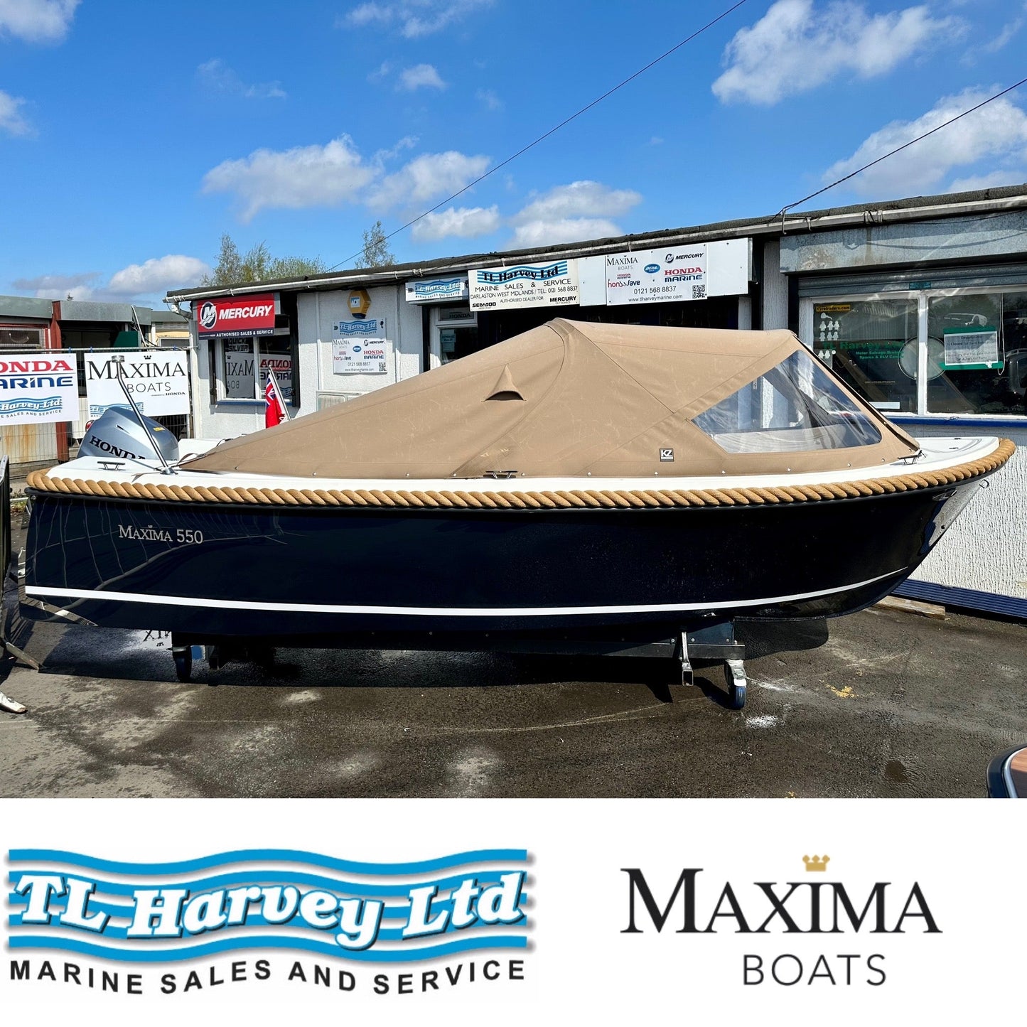 Maxima 550 Boat powered by Honda BF15 15hp In Stock Now