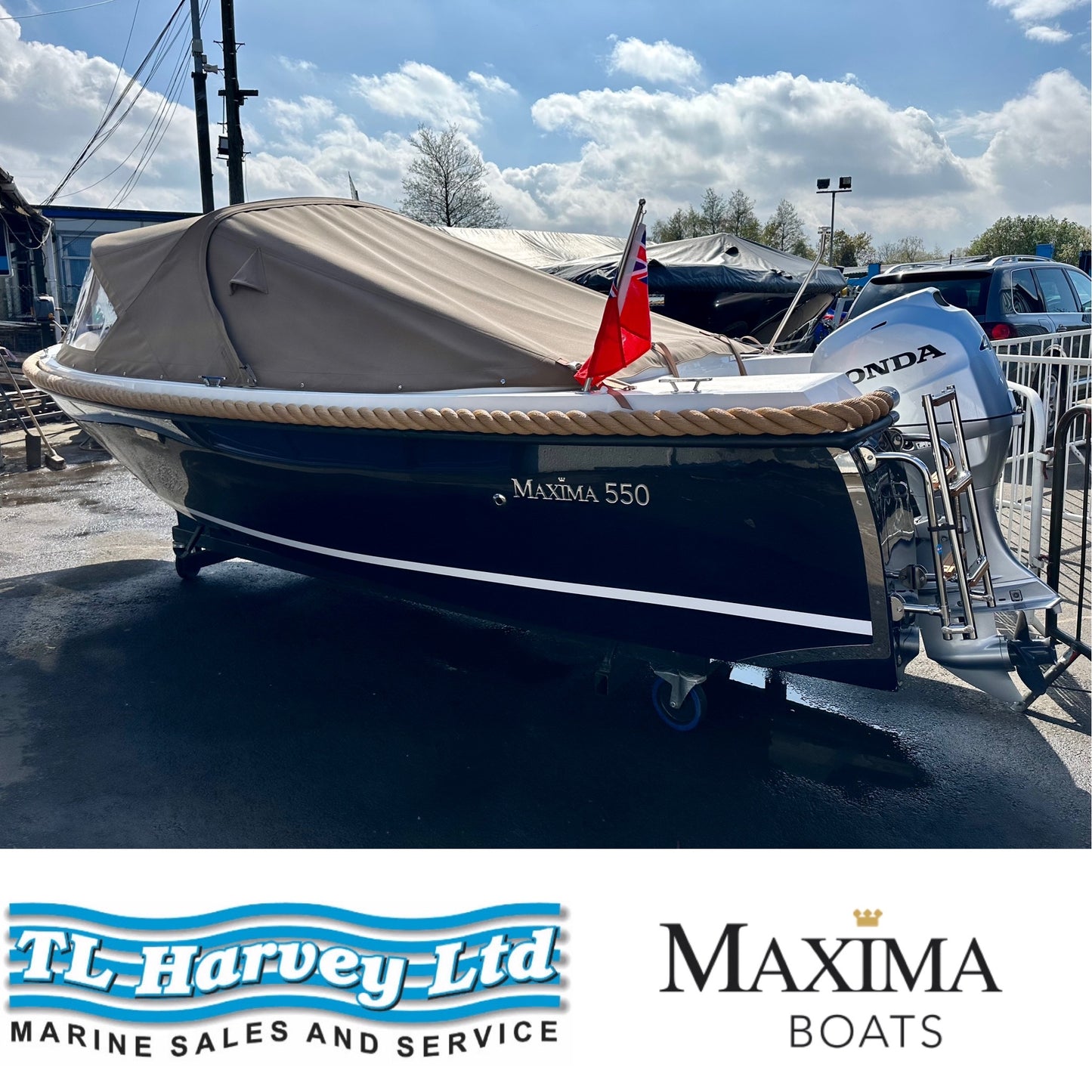Maxima 550 Boat powered by Honda BF20 20hp In Stock Now