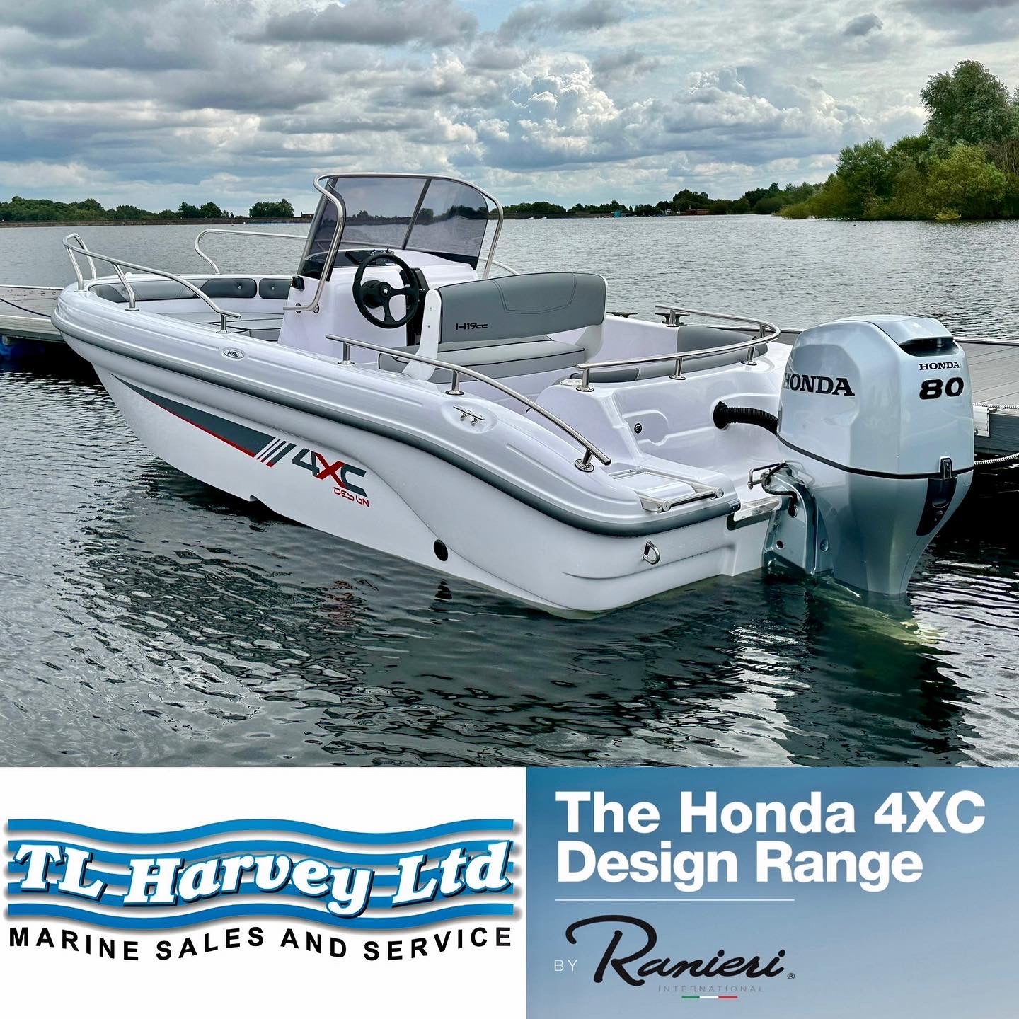 Ranieri 4XC19 H19cc Open Line Sports Boat Powered by a Honda BF80 80hp