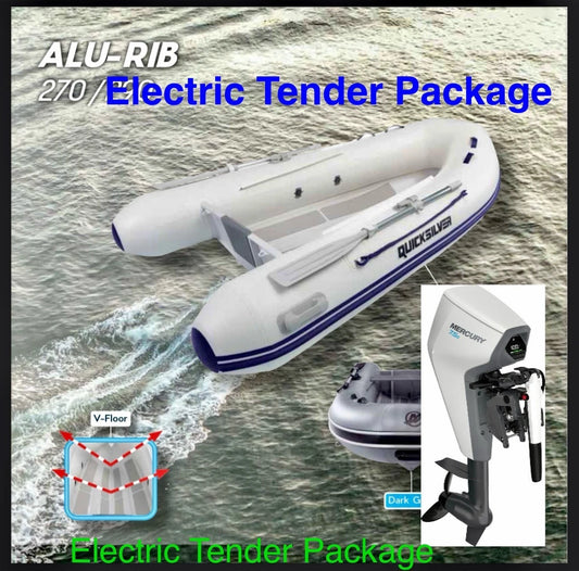 Quicksilver Alu Rib 270 Ultralight Boat Tender Electric & Mercury Avator 7.5e