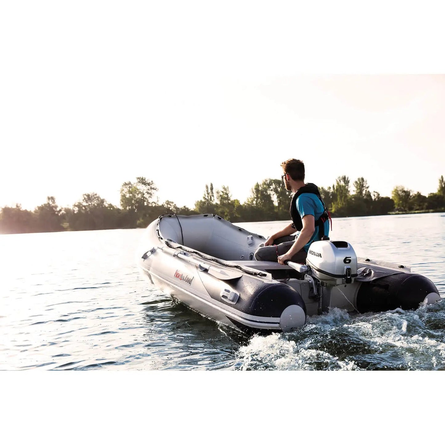 Honwave Package - T38IE3 3.8m Inflatable Boat Dinghy Air V-Floor & Honda Bf 20hp Outboard Engine