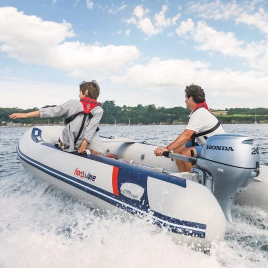 Honwave Package - T38IE3 3.8m Inflatable Boat Dinghy Air V-Floor & Honda Bf15 15hp Outboard Engine